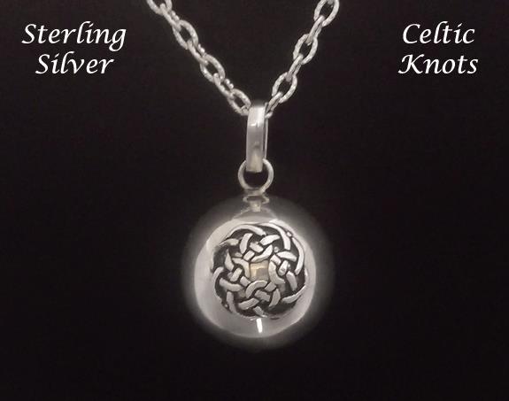 Harmony Ball Necklace with Celtic Design Sterling Silver - Click Image to Close